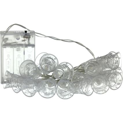 Guirlande de Noël 20xLED/3xAA/blanc chaud 2,2m cloches