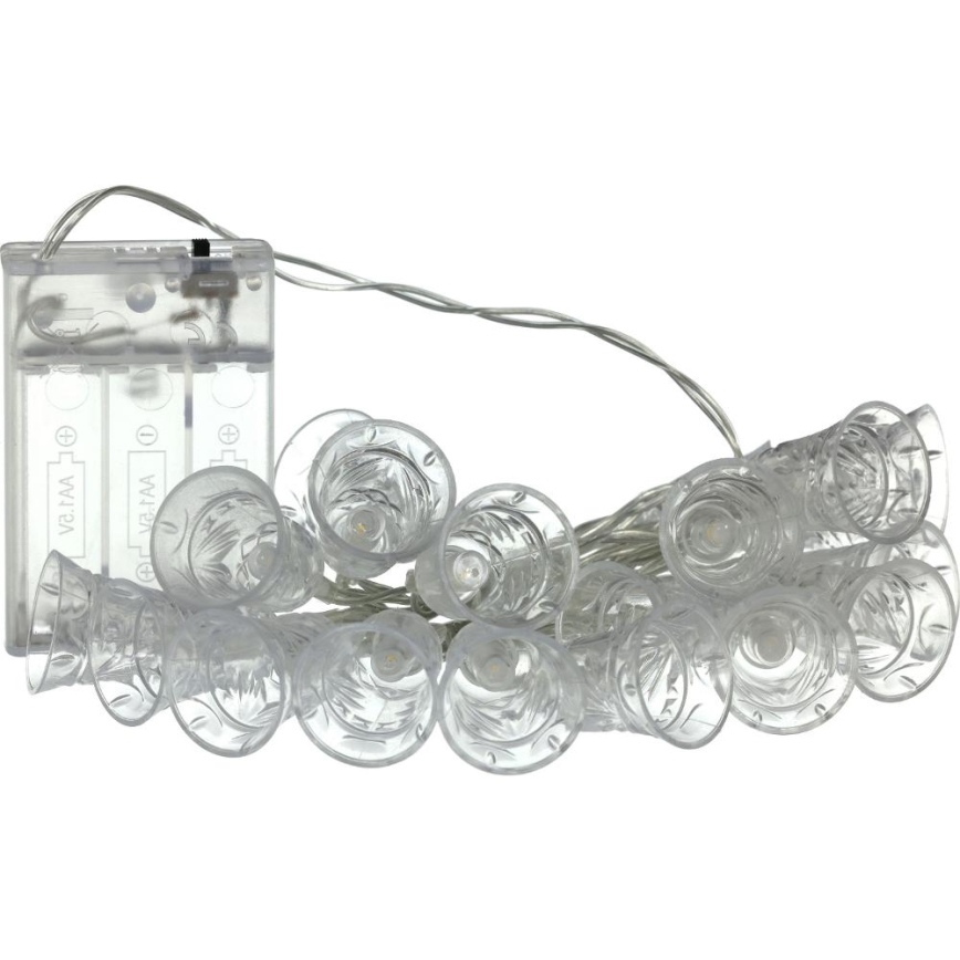 Guirlande de Noël 20xLED/3xAA/blanc chaud 2,2m cloches