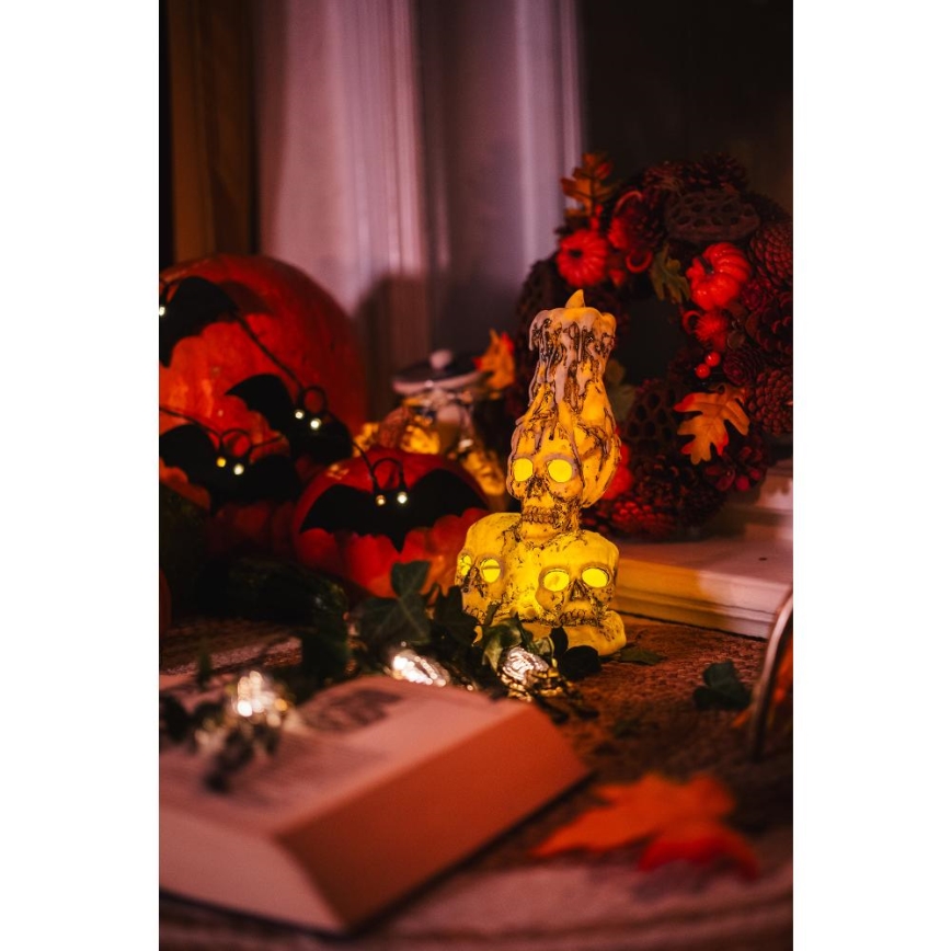 Guirlande décorative HALLOWEEN 10xLED/2xAA/blanc chaud 1,3m chauves-souris