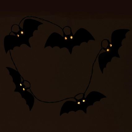 Guirlande décorative HALLOWEEN 10xLED/2xAA/blanc chaud 1,3m chauves-souris