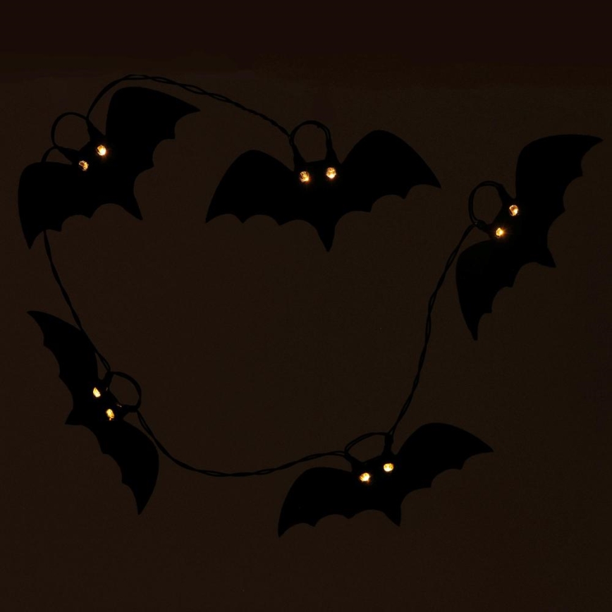 Guirlande décorative HALLOWEEN 10xLED/2xAA/blanc chaud 1,3m chauves-souris