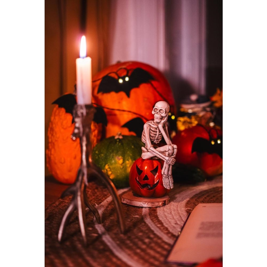 Guirlande décorative HALLOWEEN 10xLED/2xAA/blanc chaud 1,3m chauves-souris