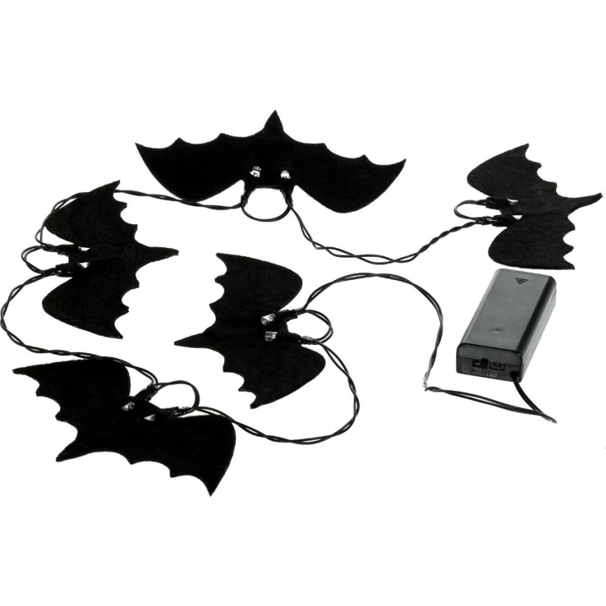 Guirlande décorative HALLOWEEN 10xLED/2xAA/blanc chaud 1,3m chauves-souris