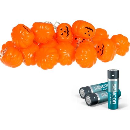 Guirlande décorative HALLOWEEN 20xLED/3xAA/blanc chaud 3,3m citrouilles