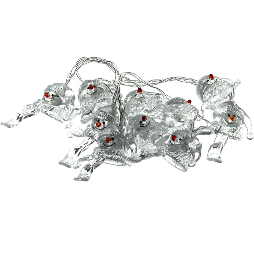 Guirlande LED 10xLED/2xAA/blanc chaud 1,65m bonshommes de neige