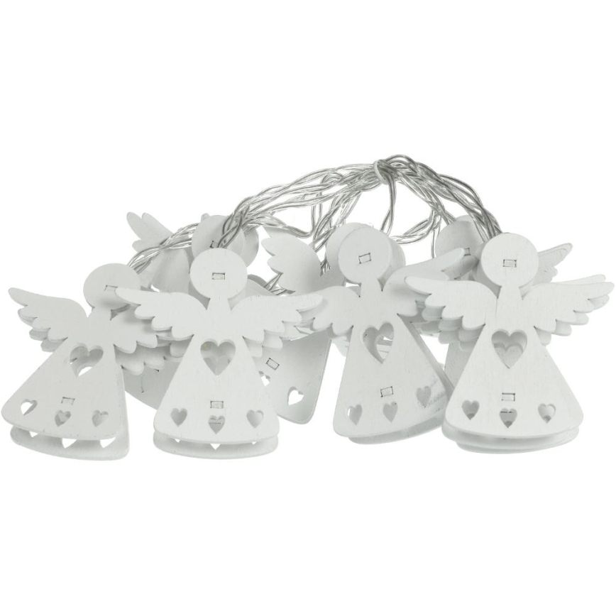 Guirlande lumineuse LED 10 LED – alimentation 2×AA – blanc chaud – 2 m – anges