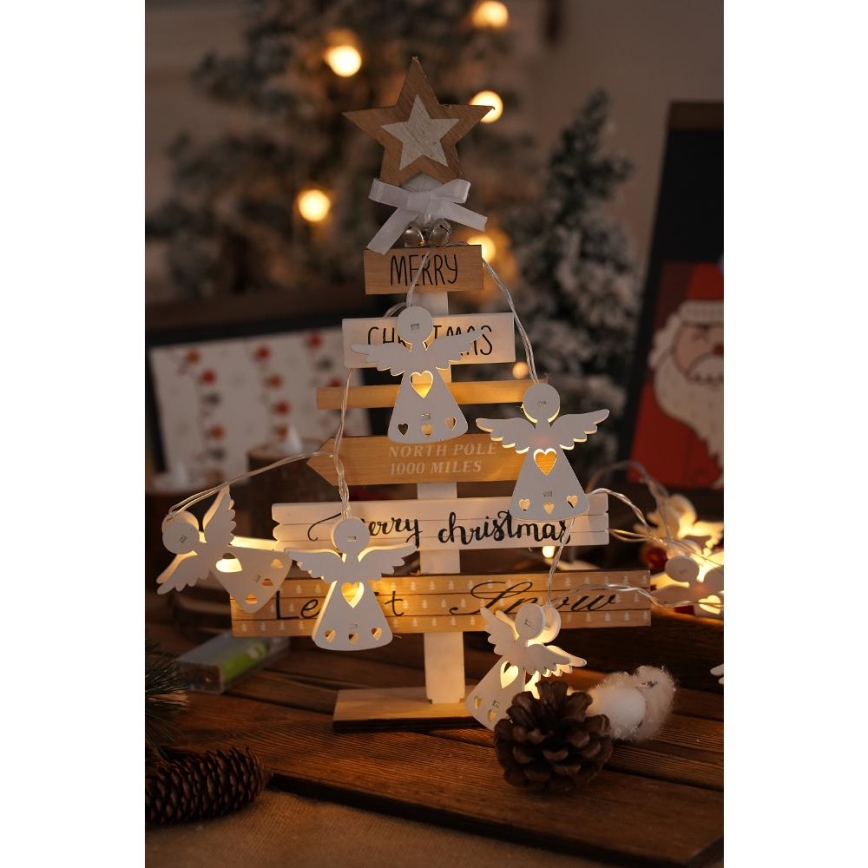 Guirlande lumineuse LED 10 LED – alimentation 2×AA – blanc chaud – 2 m – anges