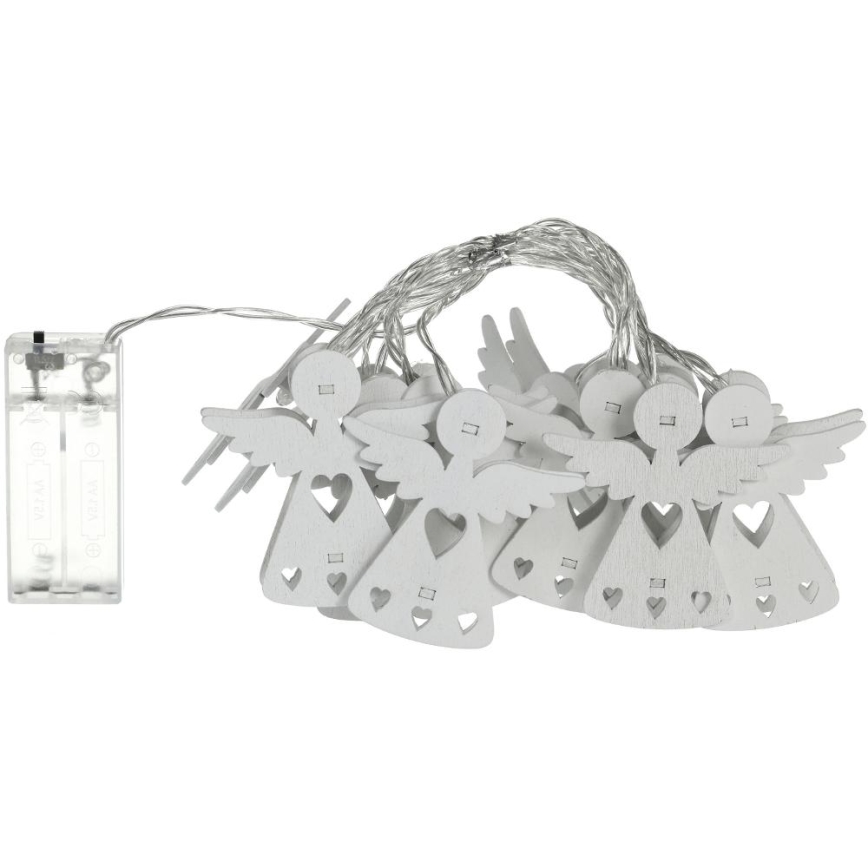 Guirlande lumineuse LED 10 LED – alimentation 2×AA – blanc chaud – 2 m – anges