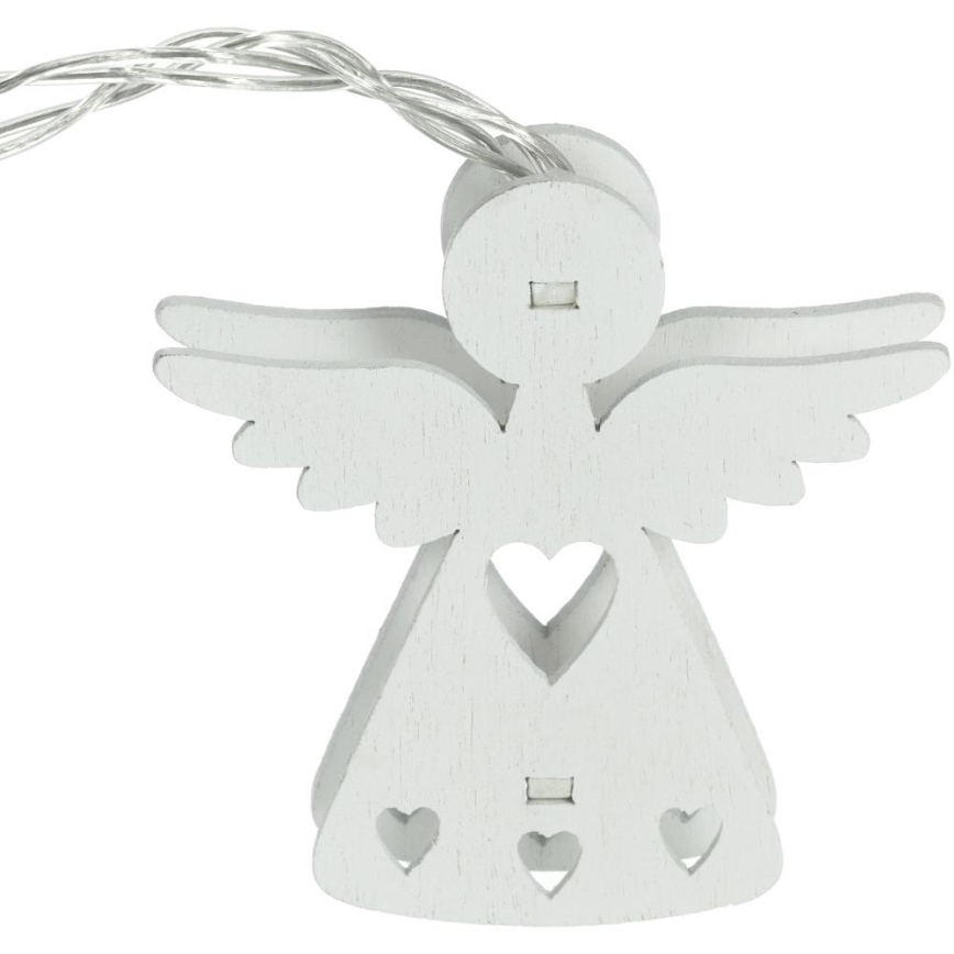 Guirlande lumineuse LED 10 LED – alimentation 2×AA – blanc chaud – 2 m – anges