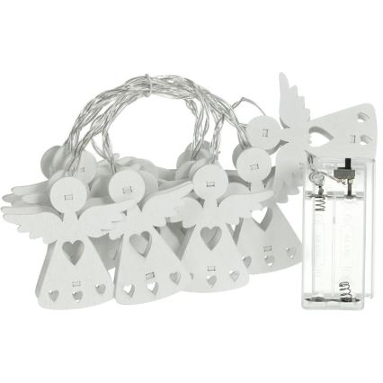 Guirlande lumineuse LED 10 LED – alimentation 2×AA – blanc chaud – 2 m – anges