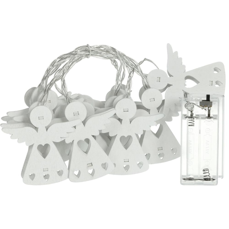 Guirlande lumineuse LED 10 LED – alimentation 2×AA – blanc chaud – 2 m – anges