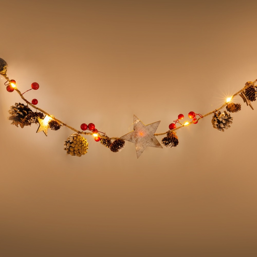 Guirlande LED 10xLED/3xAA 2,5m blanc chaud