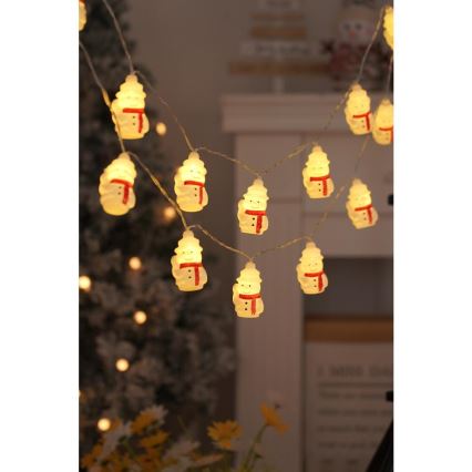 Guirlande LED 20xLED/3xAA/blanc chaud 3,3m bonhommes de neige