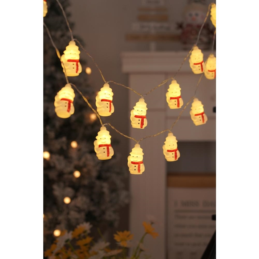 Guirlande LED 20xLED/3xAA/blanc chaud 3,3m bonhommes de neige