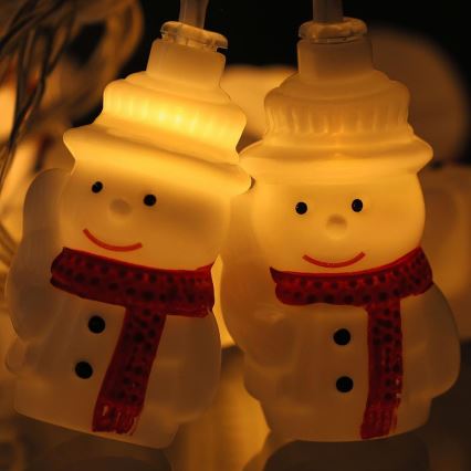 Guirlande LED 20xLED/3xAA/blanc chaud 3,3m bonhommes de neige