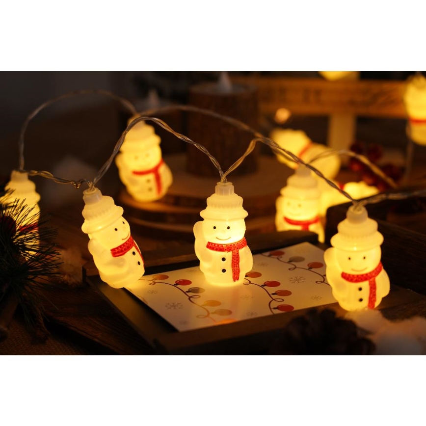Guirlande LED 20xLED/3xAA/blanc chaud 3,3m bonhommes de neige