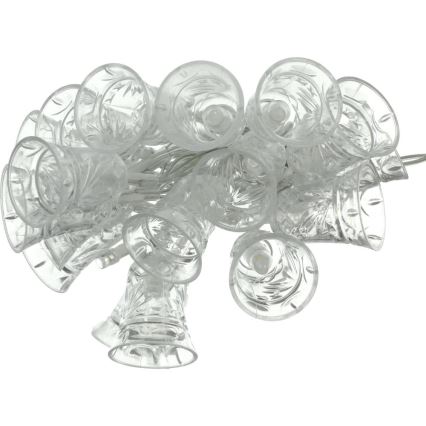 Guirlande LED 20 LED, alimentation 3x piles AA, blanc chaud, 2,2 m, petites clochettes décoratives
