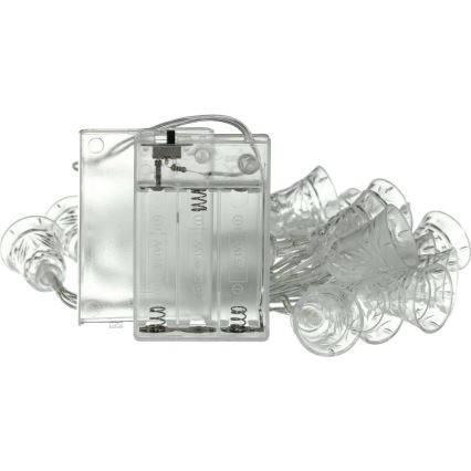 Guirlande LED 20 LED, alimentation 3x piles AA, blanc chaud, 2,2 m, petites clochettes décoratives