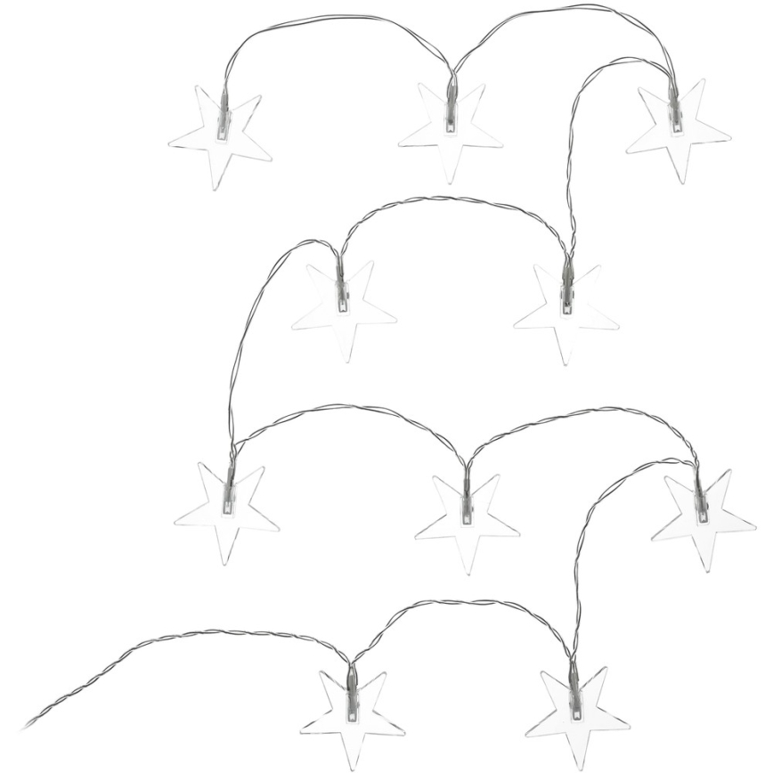 Guirlande décorative LED 10 LED, 1,8 m, alimentation 2×AA, blanc froid