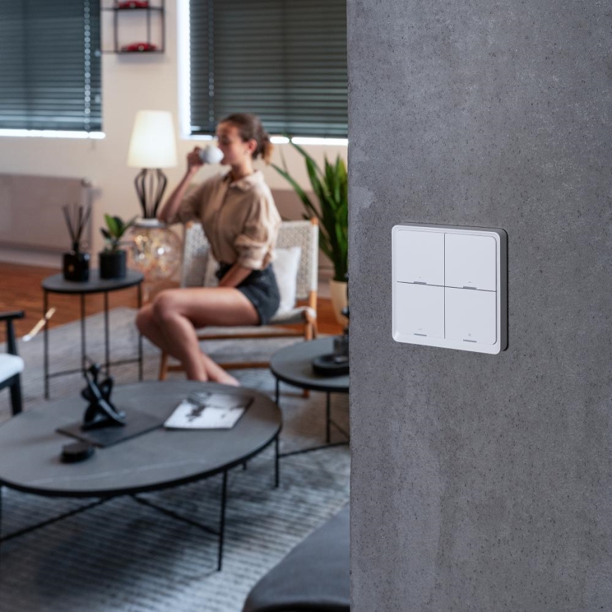 Interrupteur intelligent à 4 boutons, 1xCR2430, blanc