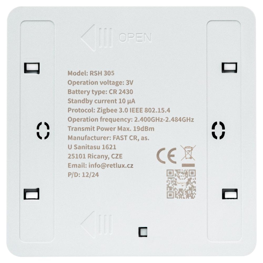 Interrupteur intelligent à 4 boutons, 1xCR2430, blanc