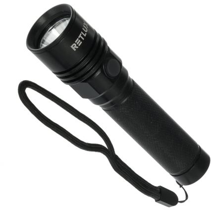 LED Lampe torche rechargeable en aluminium LED/3W/2000 mAh IPX4 noire