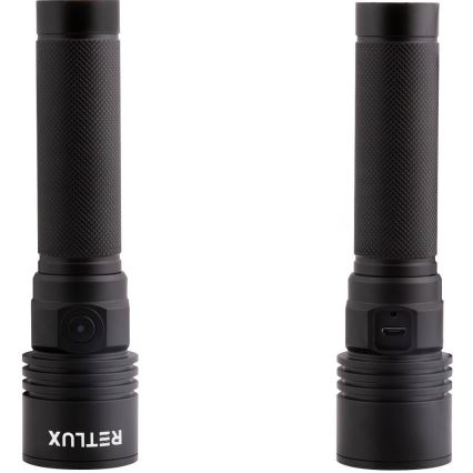 LED Lampe torche rechargeable en aluminium LED/3W/2000 mAh IPX4 noire