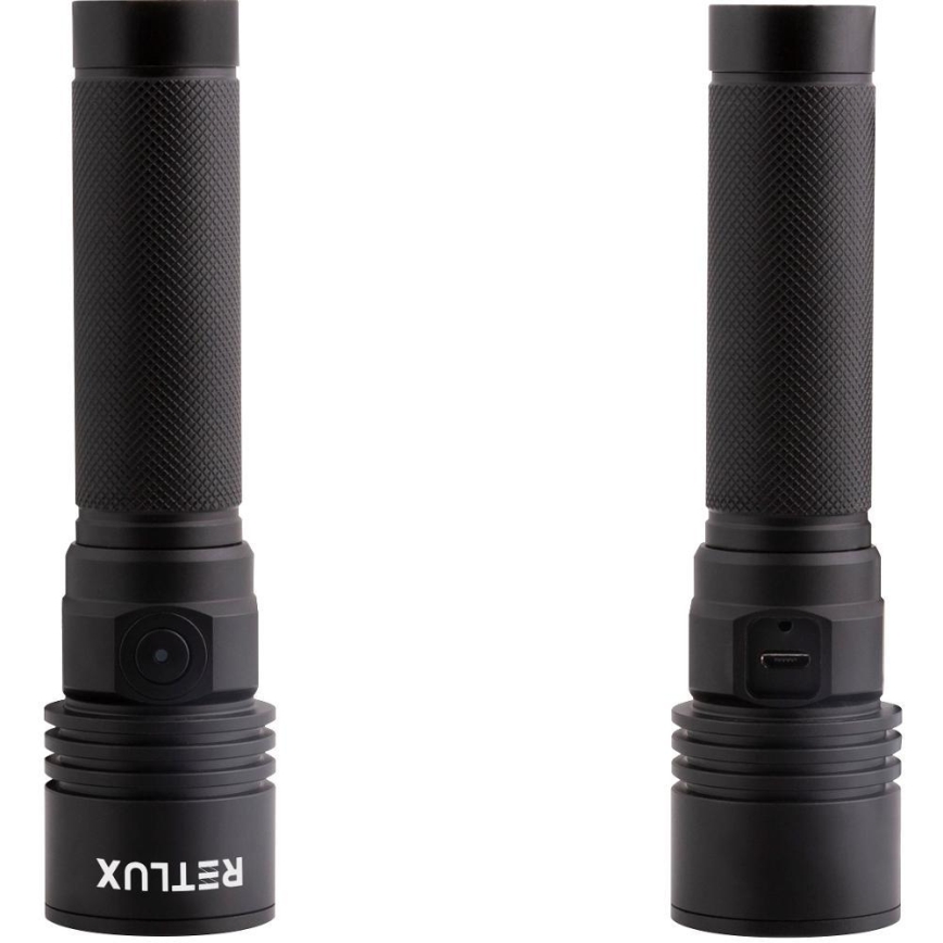 LED Lampe torche rechargeable en aluminium LED/3W/2000 mAh IPX4 noire