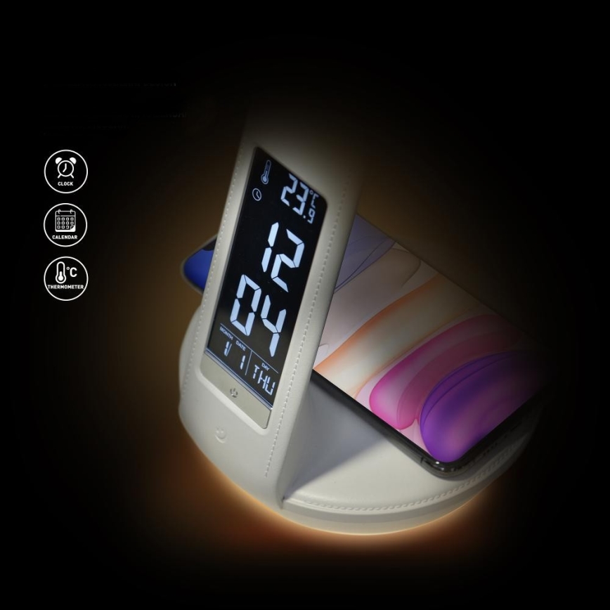 Lampe de table à intensité variable avec charge sans fil Qi 5W et écran LED/6W/230V 3000/4000/6000K blanc