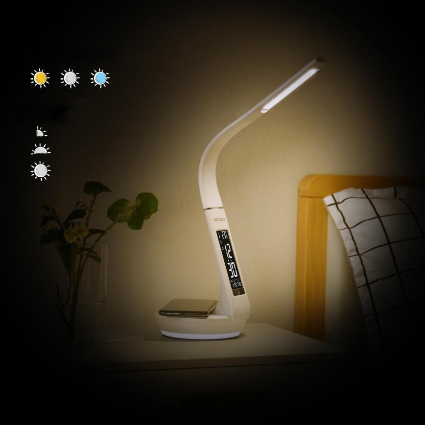 Lampe de table à intensité variable avec charge sans fil Qi 5W et écran LED/6W/230V 3000/4000/6000K blanc