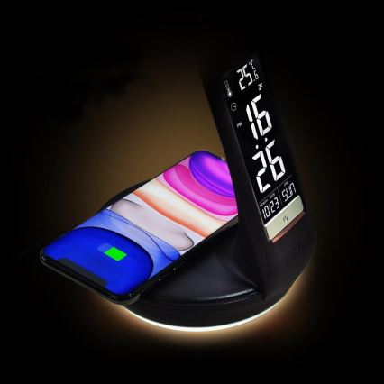 Lampe de table à intensité variable avec charge sans fil Qi 5W et écran LED/6W/230V 3000/4000/6000K noir