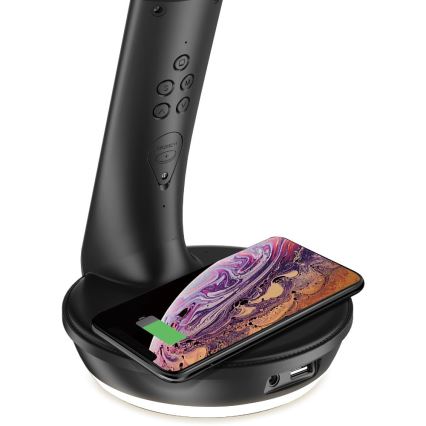 Lampe de table à intensité variable avec charge sans fil Qi 5W et écran LED/6W/230V 3000/4000/6000K noir