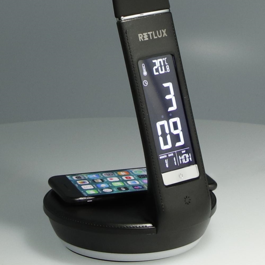 Lampe de table à intensité variable avec charge sans fil Qi 5W et écran LED/6W/230V 3000/4000/6000K noir