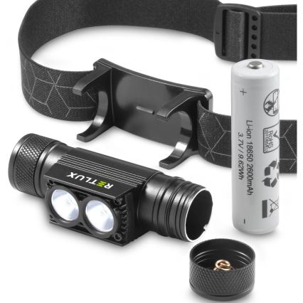 Lampe frontale LED en aluminium à intensité variable et rechargeable/2600 mAh IP65