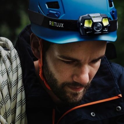 Lampe frontale LED rechargeable à capteur, 3 W / 900 mAh, IP44, noire