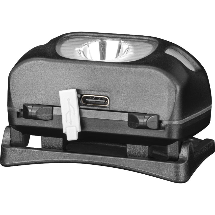 Lampe frontale rechargeable LED/3W/1200 mAh IP44 noire