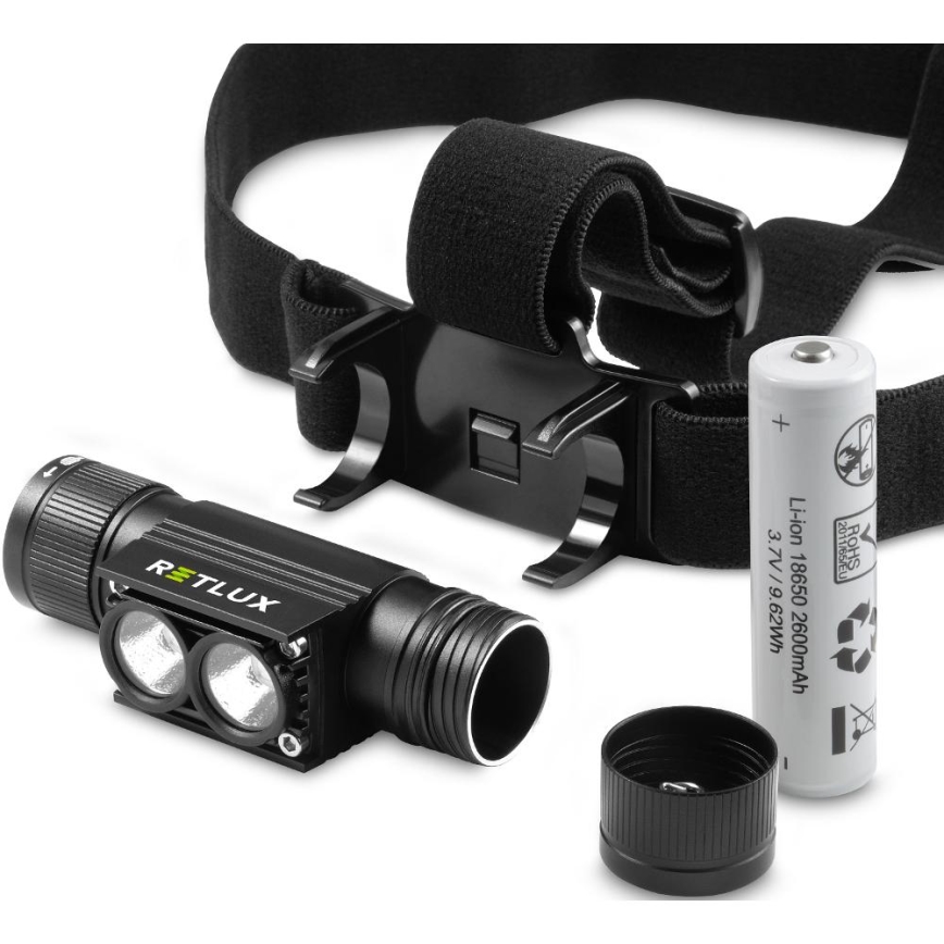 Lampe frontale rechargeable en aluminium LED/2600 mAh IP66