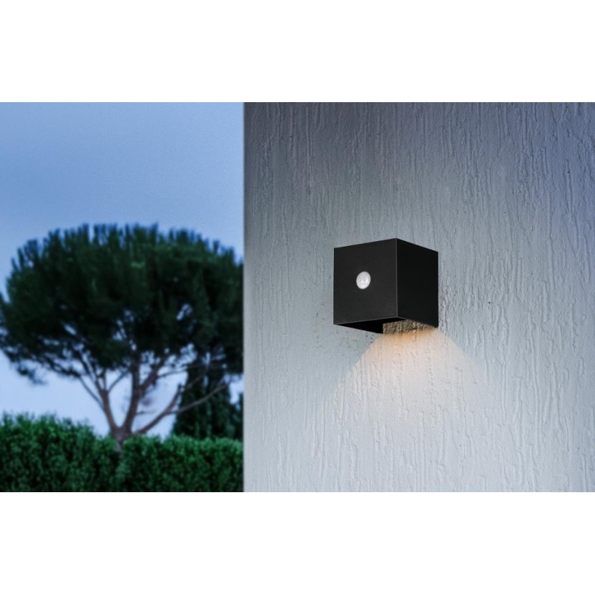 Applique murale solaire LED avec capteur LED/1W/3,7V 1200 mAh IP44 noir