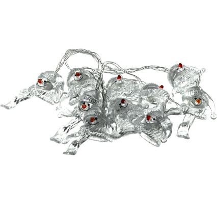 Guirlande de Noël LED 10xLED/2xAA/blanc chaud 1,65m bonhommes de neige