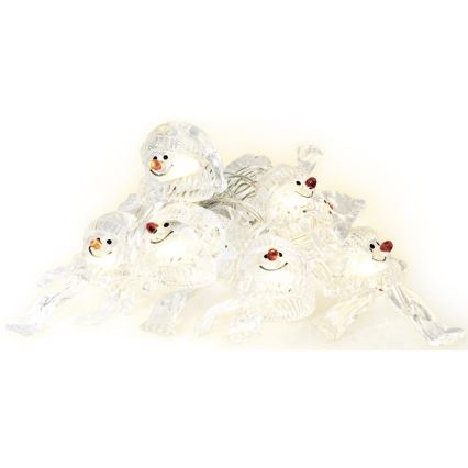 Guirlande de Noël LED 10xLED/2xAA/blanc chaud 1,65m bonhommes de neige