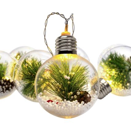 Guirlande lumineuse LED de Noël 10 LED / 3× AAA / blanc chaud 2,1 m boules