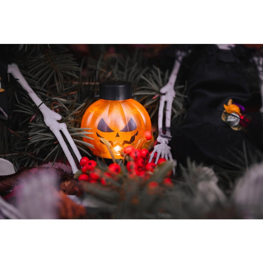 LOT 6x Décoration HALLOWEEN LED/1xCR2032/blanc chaud citrouilles