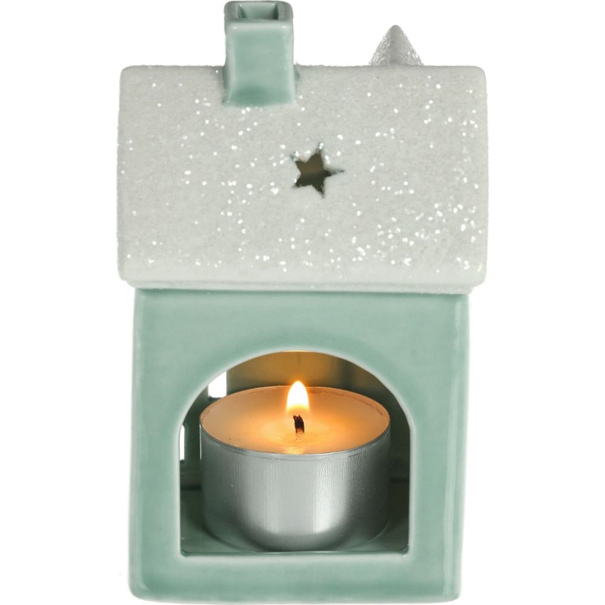 Maison de bougies en porcelaine 11,1 cm menthe