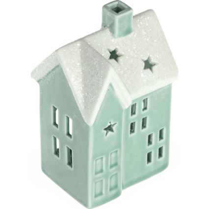Maison de bougies en porcelaine 11,1 cm menthe
