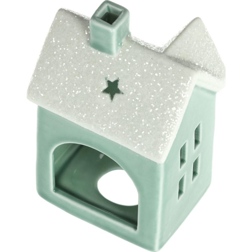 Maison de bougies en porcelaine 11,1 cm menthe