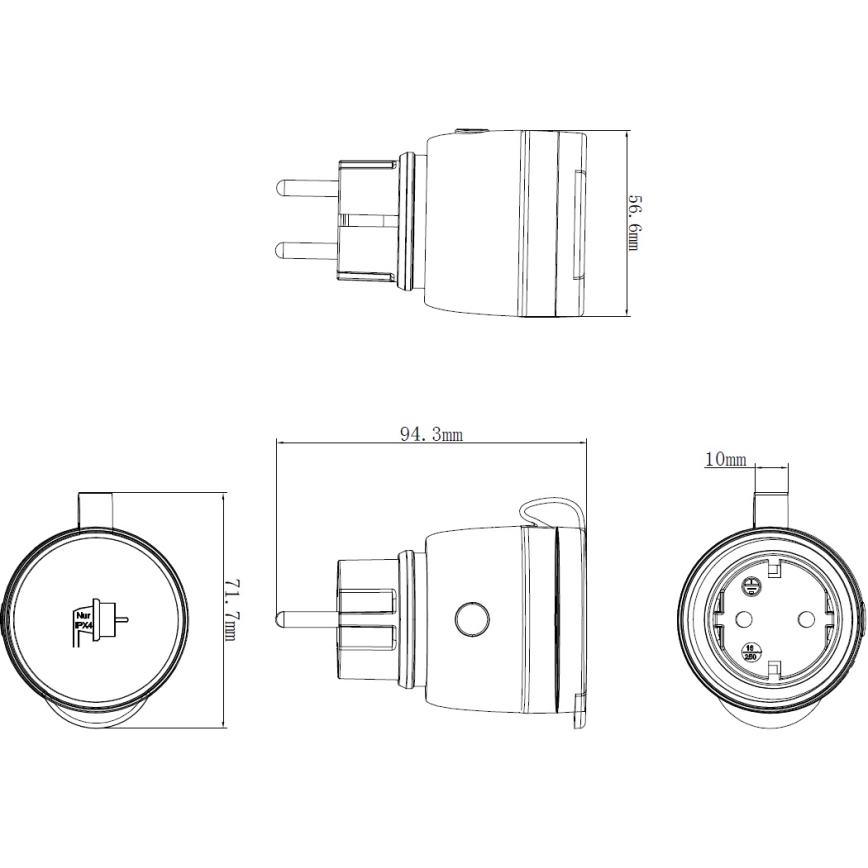 Prise connectée extérieure 3680W/230V/Type F SCHUKO/16A Wi-Fi IP44