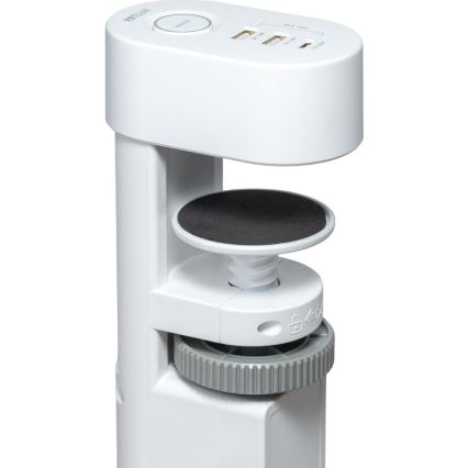 Multiprise à pince pour bureau, 3 prises (type E) + 2 ports USB-A + 1 port USB-C, 1,5 m, blanc