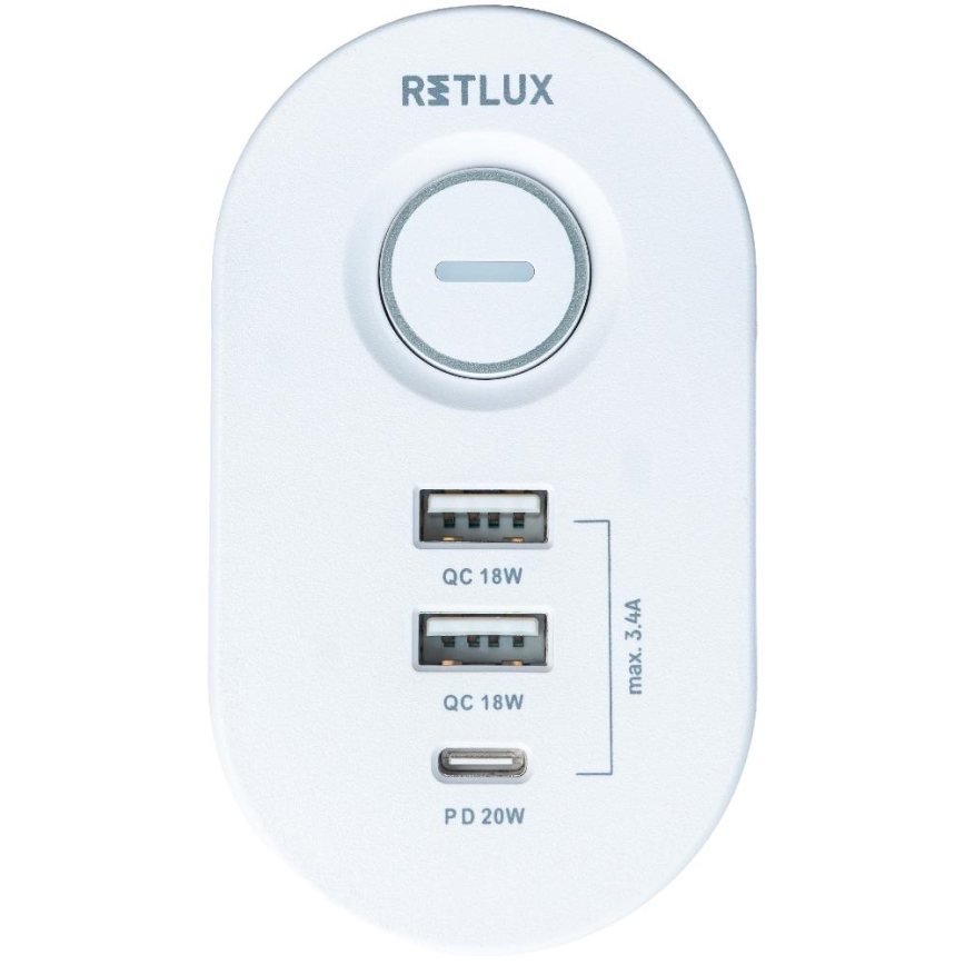 Multiprise à pince pour bureau, 3 prises (type E) + 2 ports USB-A + 1 port USB-C, 1,5 m, blanc