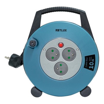 Retlux - Rallonge enrouleur 3Z Type E 10m bleu/noir