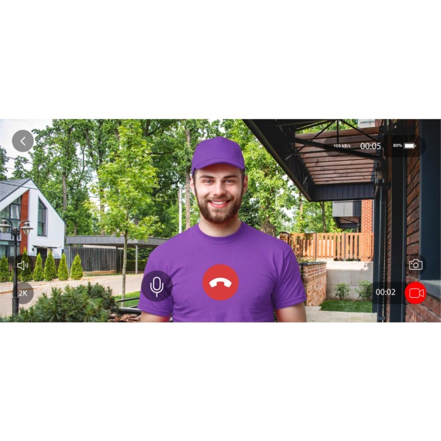 Sonnette video avec détecteur de mouvement 5MPx 1440p 5200 mAh Wi-Fi IP65 anthracite